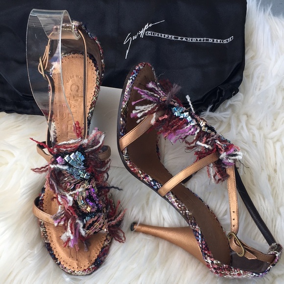 Authentic Chanel Multicolored Tweed/Sequins Sandals/Heels - Picture 1 of 16